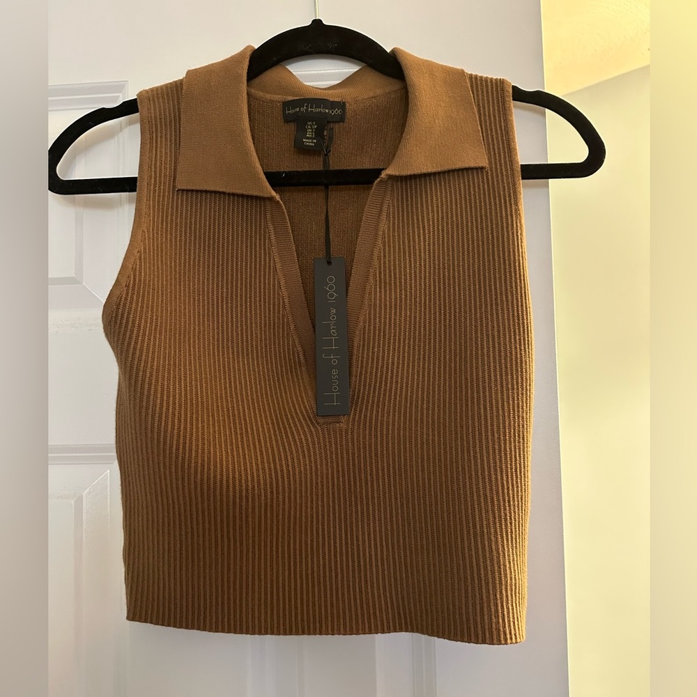 House of Harlow - Ribbed polo cropped tank